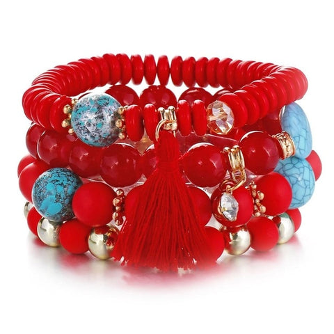 amazing price Crystal Bead Bracelets for Women Vintage Bracelet Female  Tassel Natural Stone Charms Wristband  pulseira feminina