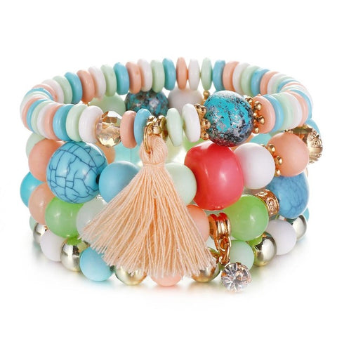 amazing price Crystal Bead Bracelets for Women Vintage Bracelet Female  Tassel Natural Stone Charms Wristband  pulseira feminina