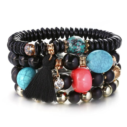 amazing price Crystal Bead Bracelets for Women Vintage Bracelet Female  Tassel Natural Stone Charms Wristband  pulseira feminina