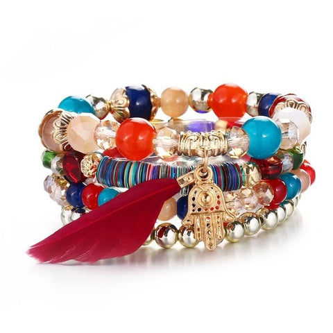 amazing price Crystal Bead Bracelets for Women Vintage Bracelet Female  Tassel Natural Stone Charms Wristband  pulseira feminina