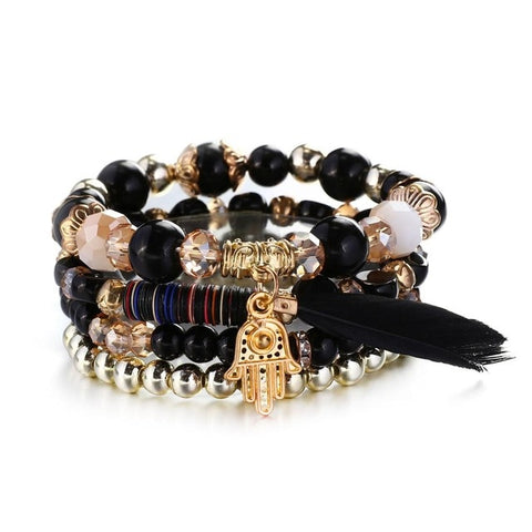 amazing price Crystal Bead Bracelets for Women Vintage Bracelet Female  Tassel Natural Stone Charms Wristband  pulseira feminina