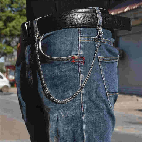 Long Metal Wallet Chain Leash Pant Jean Keychain Ring Clip Men's Hip Hop Jewelry