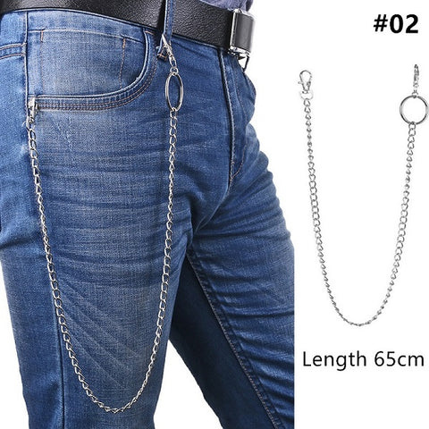 Long Metal Wallet Chain Leash Pant Jean Keychain Ring Clip Men's Hip Hop Jewelry