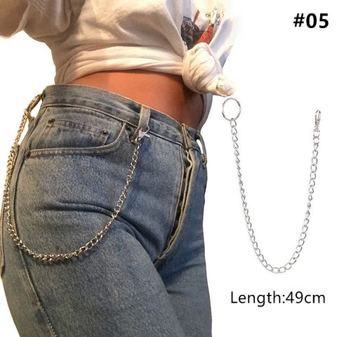 Long Metal Wallet Chain Leash Pant Jean Keychain Ring Clip Men's Hip Hop Jewelry