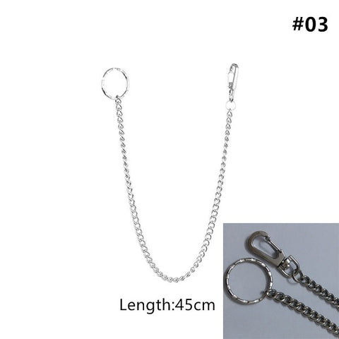 Long Metal Wallet Chain Leash Pant Jean Keychain Ring Clip Men's Hip Hop Jewelry