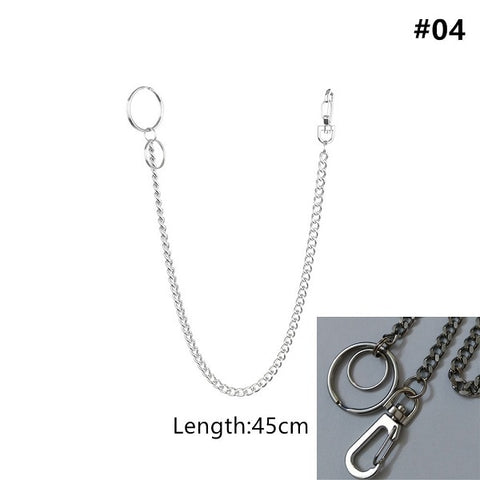 Long Metal Wallet Chain Leash Pant Jean Keychain Ring Clip Men's Hip Hop Jewelry