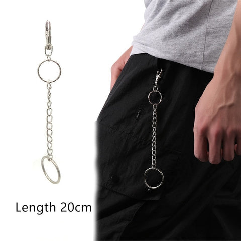 Long Metal Wallet Chain Leash Pant Jean Keychain Ring Clip Men's Hip Hop Jewelry