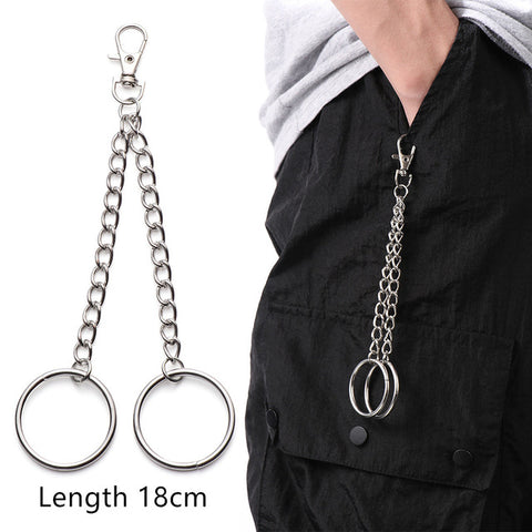 Long Metal Wallet Chain Leash Pant Jean Keychain Ring Clip Men's Hip Hop Jewelry