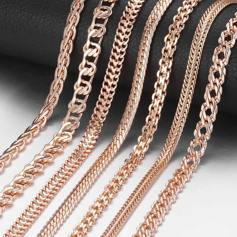 Personalize Necklace For Women Men 585 Rose Gold Venitian Curb Snail Foxtail Link Chains Necklace Fashion Jewelry 50cm 60cm CNN1