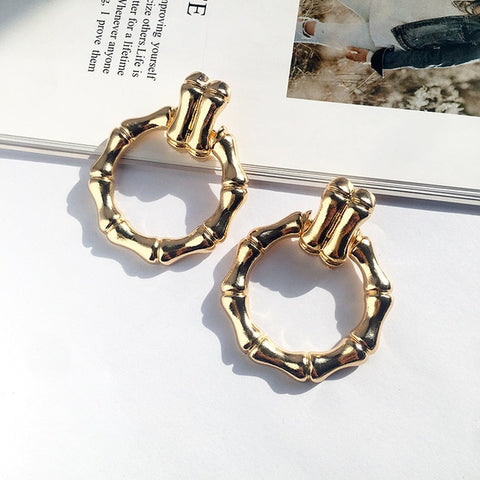 Legenstar 2019 New Fashion Hammered Earring For Womens Gold Color Meatal Jewelry Alloy Geometric Hoop Statement Earrings