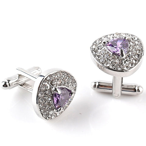 Luxury Cufflinks For Mens And Women Zircon Black Purple White Crystal Fashion Brand Cuff Botton High Quality