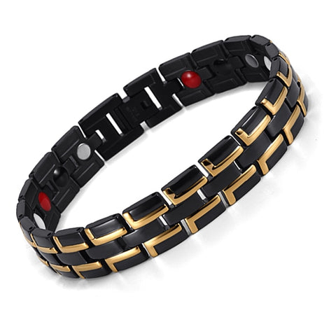 Healing Magnetic Bracelet Men/Woman 316L Stainless Steel 3 Health Care Elements(Magnetic,FIR,Germanium) Gold Bracelet Hand Chain