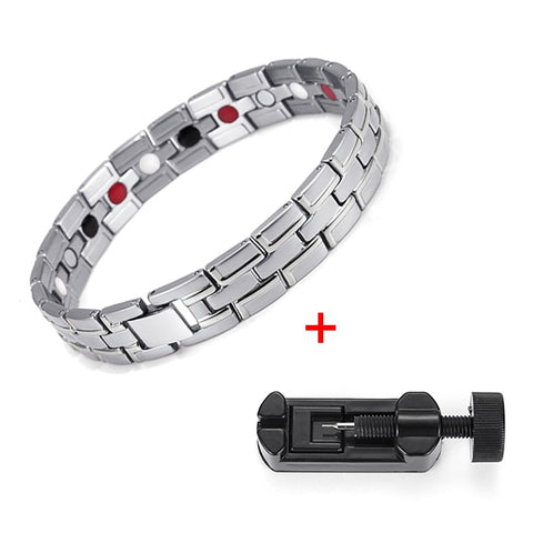 Healing Magnetic Bracelet Men/Woman 316L Stainless Steel 3 Health Care Elements(Magnetic,FIR,Germanium) Gold Bracelet Hand Chain