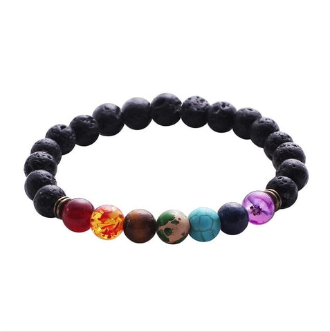 Mens Womens 7 Chakra Mixed Stone Healing Chakra Pray Mala Bracelet Lava Rock DIY Beads Jewelry Balancing Bracelets