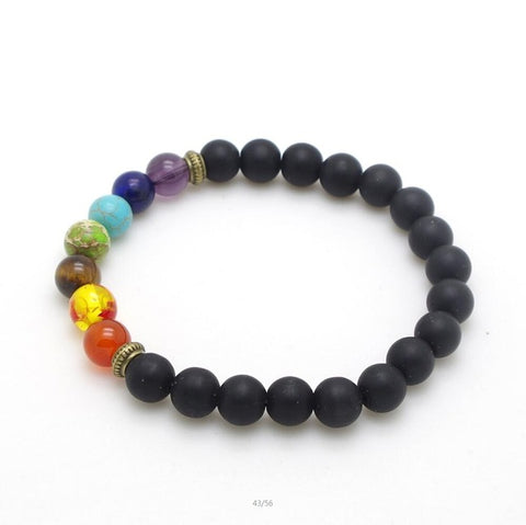 Mens Womens 7 Chakra Mixed Stone Healing Chakra Pray Mala Bracelet Lava Rock DIY Beads Jewelry Balancing Bracelets