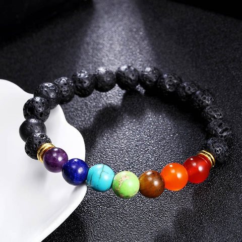 Wholesale Men Women 7 Chakra Bracelets Bangles Colors Mixed Healing Crystals Stone Chakra Pray Mala Heart Charm Bracelet Jewelry