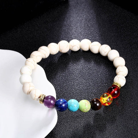 Wholesale Men Women 7 Chakra Bracelets Bangles Colors Mixed Healing Crystals Stone Chakra Pray Mala Heart Charm Bracelet Jewelry