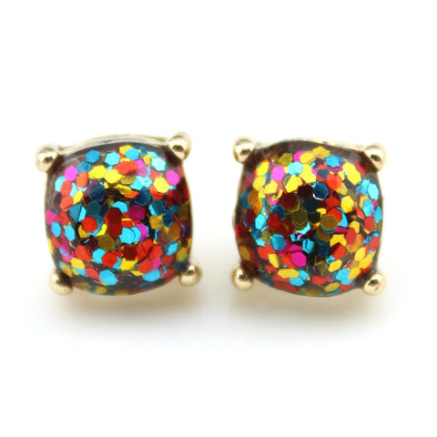 2018 Hot Selling Glitter Stud Earrings Women Fashion Jewelry Gold Small Square Dot Earrings valentines day gift Korean Earrings