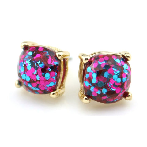 2018 Hot Selling Glitter Stud Earrings Women Fashion Jewelry Gold Small Square Dot Earrings valentines day gift Korean Earrings