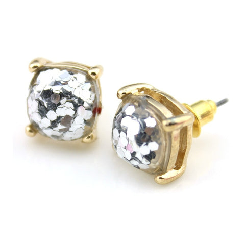 2018 Hot Selling Glitter Stud Earrings Women Fashion Jewelry Gold Small Square Dot Earrings valentines day gift Korean Earrings