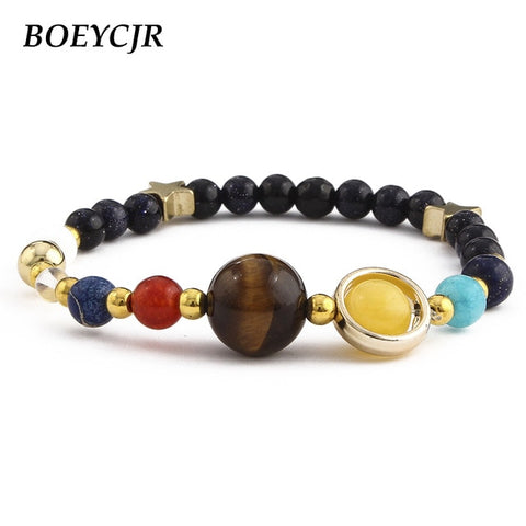 BOEYCJR Universe Planets Beads Bangles & Bracelets Fashion Jewelry Natural Solar System Energy Bracelet For Women or Men 2019