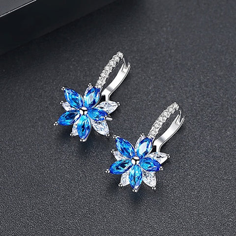 LUOTEEMI Cute Romantic Lovely Clear Stone Flower Shape Convenient Simple Stud Earrings Copper Cubic Zirconia For Women Party