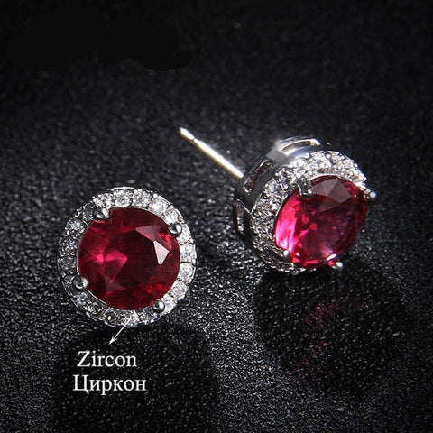 Classic Green AAA Cubic Zirconia Stud Earrings Round Crystal Girl Ear Studs For Women Multicolor Fashion Jewelry brincos AE176