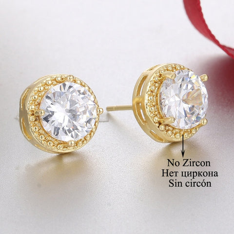 Classic Green AAA Cubic Zirconia Stud Earrings Round Crystal Girl Ear Studs For Women Multicolor Fashion Jewelry brincos AE176