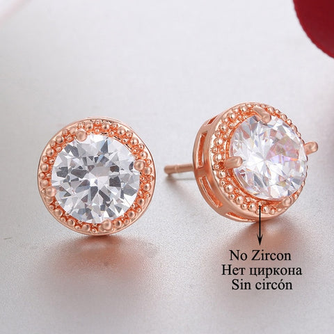 Classic Green AAA Cubic Zirconia Stud Earrings Round Crystal Girl Ear Studs For Women Multicolor Fashion Jewelry brincos AE176