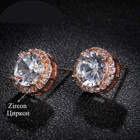 Classic Green AAA Cubic Zirconia Stud Earrings Round Crystal Girl Ear Studs For Women Multicolor Fashion Jewelry brincos AE176