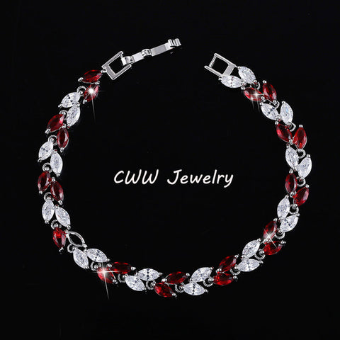 CWWZircons New Trendy 2019 Cubic Zirconia Jewelry Silver Color Leaf Charm CZ Crystal Female Bracelets Bangles for Women CB060