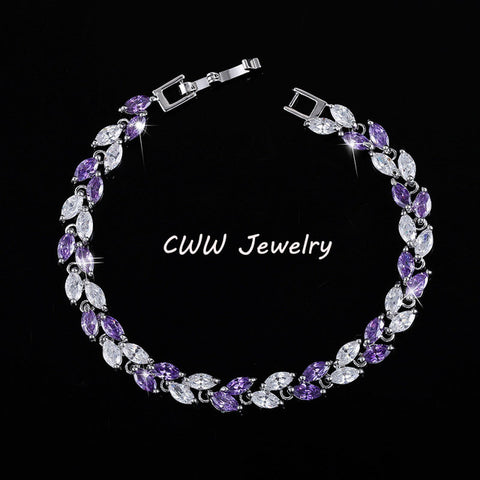 CWWZircons New Trendy 2019 Cubic Zirconia Jewelry Silver Color Leaf Charm CZ Crystal Female Bracelets Bangles for Women CB060