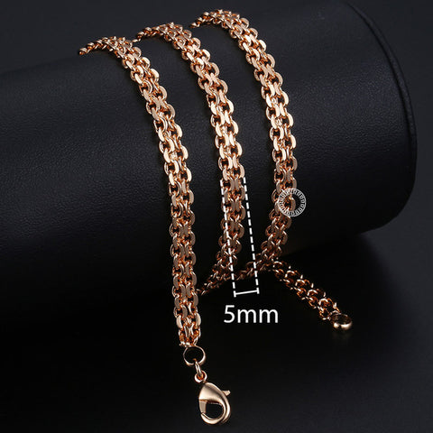 Personalize Necklace For Women Men 585 Rose Gold Venitian Curb Snail Foxtail Link Chains Necklace Fashion Jewelry 50cm 60cm CNN1