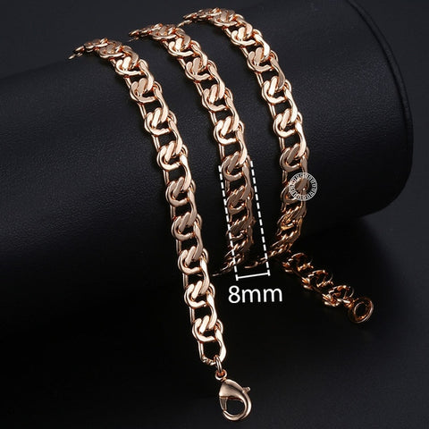 Personalize Necklace For Women Men 585 Rose Gold Venitian Curb Snail Foxtail Link Chains Necklace Fashion Jewelry 50cm 60cm CNN1