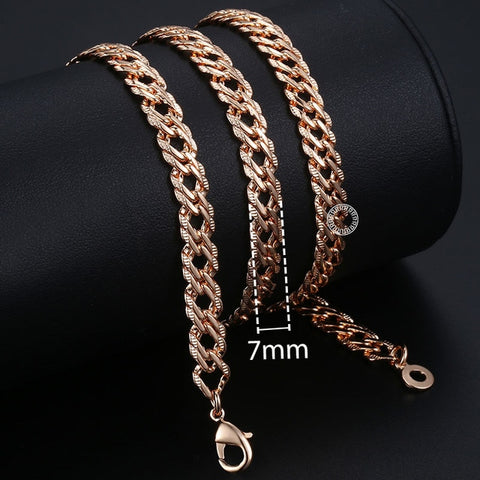 Personalize Necklace For Women Men 585 Rose Gold Venitian Curb Snail Foxtail Link Chains Necklace Fashion Jewelry 50cm 60cm CNN1