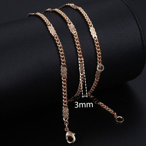 Personalize Necklace For Women Men 585 Rose Gold Venitian Curb Snail Foxtail Link Chains Necklace Fashion Jewelry 50cm 60cm CNN1