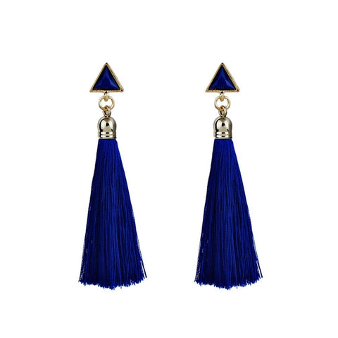 Hot Bohemian Fringe Long Gradient Multilayer Drop Earrings Women Fashion Jewelry Dangle Silk Fabric Ethnic tassel earrings