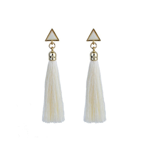 Hot Bohemian Fringe Long Gradient Multilayer Drop Earrings Women Fashion Jewelry Dangle Silk Fabric Ethnic tassel earrings