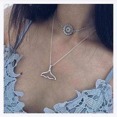 RAVIMOUR 19Style Boho Necklaces for Women Vintage Gold Silver Chain Long Moon Statement Necklace Pendant Bohemian Choker Jewelry