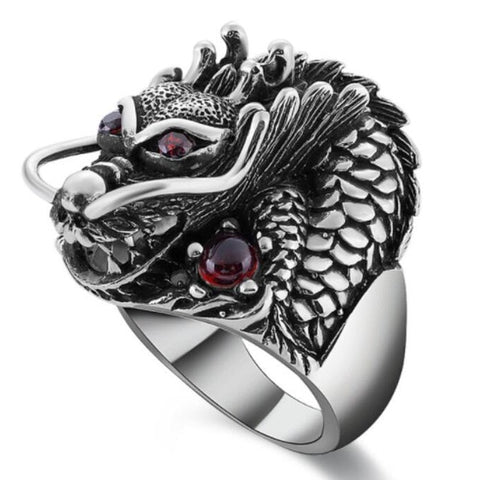 Free Fan Retro Gothic Punk Men Rings Trendy Skull Wolf Dragon Male Rings Jewelry Halloween Accessories Anillo Hombre Bijoux