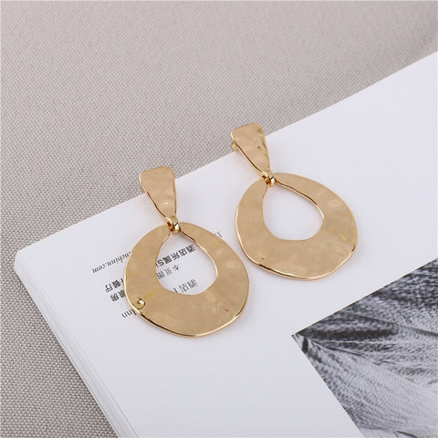 Legenstar 2019 New Fashion Hammered Earring For Womens Gold Color Meatal Jewelry Alloy Geometric Hoop Statement Earrings