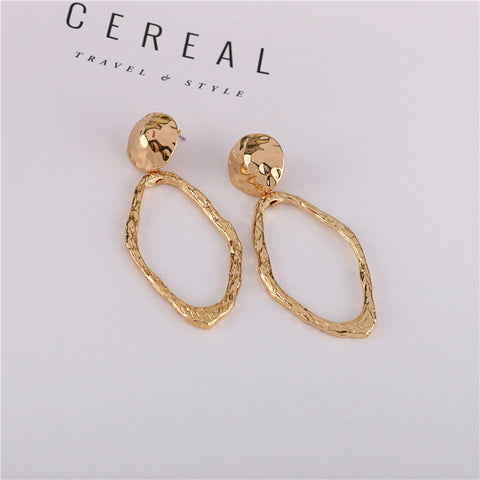 Legenstar 2019 New Fashion Hammered Earring For Womens Gold Color Meatal Jewelry Alloy Geometric Hoop Statement Earrings