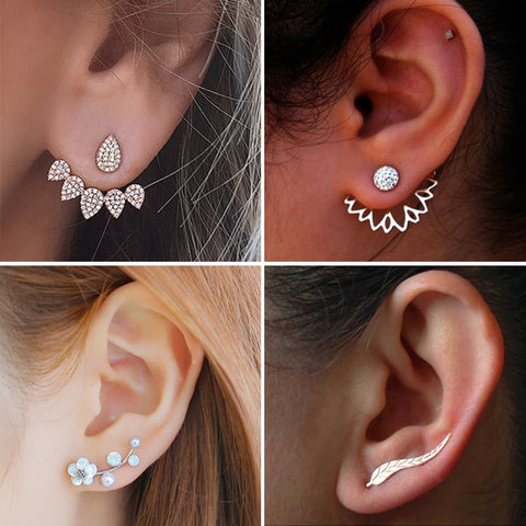 2019 New Crystal Flower Drop Earrings for Women Fashion Jewelry Gold Silver Rhinestones Earrings Gift for Party Best Friend