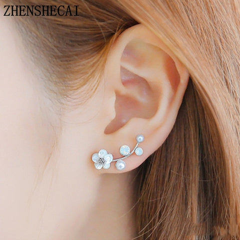 2019 New Crystal Flower Drop Earrings for Women Fashion Jewelry Gold Silver Rhinestones Earrings Gift for Party Best Friend