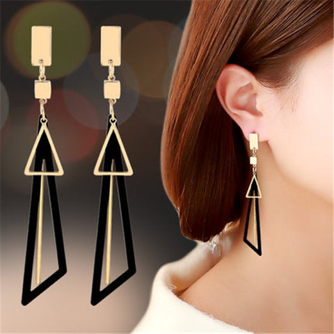 Korean Creative Long Statement Geometric Triangle Tassel Dangle Drop Earrings For Women Earings Fashion Jewelry Oorbellen Brinco