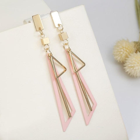 Korean Creative Long Statement Geometric Triangle Tassel Dangle Drop Earrings For Women Earings Fashion Jewelry Oorbellen Brinco