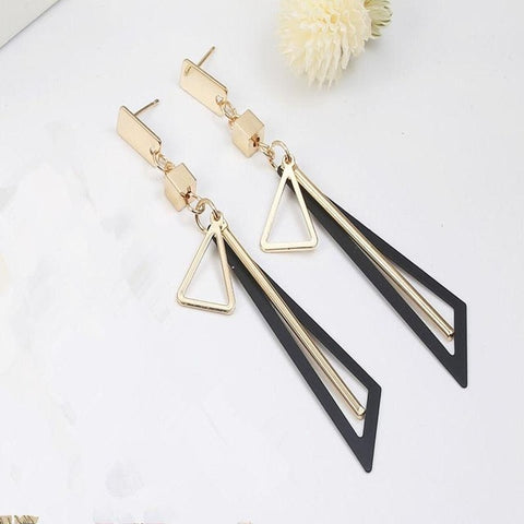 Korean Creative Long Statement Geometric Triangle Tassel Dangle Drop Earrings For Women Earings Fashion Jewelry Oorbellen Brinco