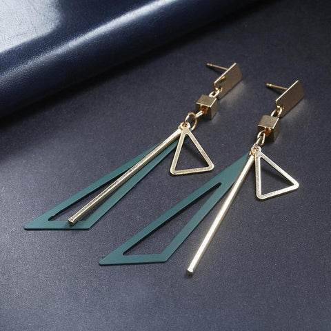 Korean Creative Long Statement Geometric Triangle Tassel Dangle Drop Earrings For Women Earings Fashion Jewelry Oorbellen Brinco