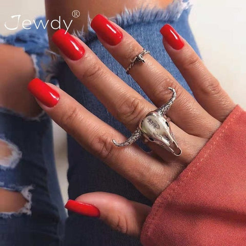 50 Styles Boho Punk Women Hollow Triangle Water Drop Arrow Sun Gem Crystal Silver Rings Set Personality Girl Jewelry Accessories