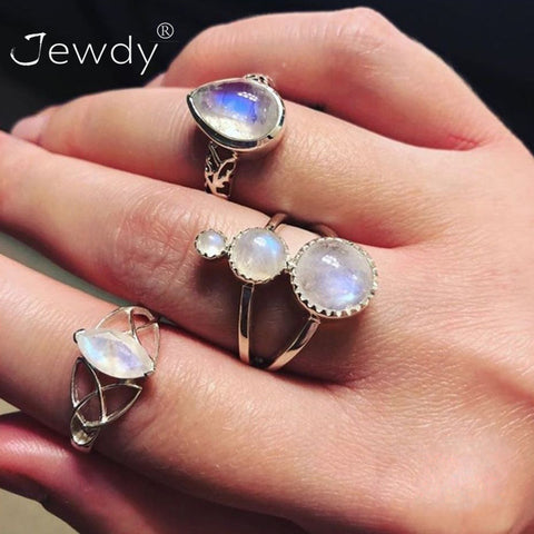 50 Styles Boho Punk Women Hollow Triangle Water Drop Arrow Sun Gem Crystal Silver Rings Set Personality Girl Jewelry Accessories